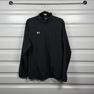 Under Armour Mens Black Quarter Zip Pullover Training Jacket Large Loose Fit